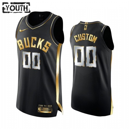 Canotte Bambino Milwaukee Bucks Personalizzate 2020-21 Nero Golden Edition Swingman